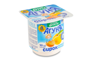 Творожок 3.9% для детей от 8мес с наполнителем фруктовым Абрикос-морковь Агуня ст 90г