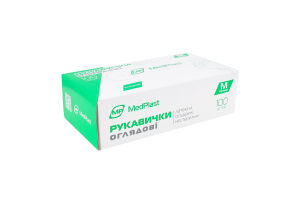 Рукавички оглядові латексні з пудрою нестерильні р.M 100шт МедПласт