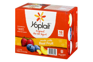 Yoplait Original Low Fat Yogurt Strawberry, Mountain Blueberry, Harvest Peach - 18 CT
