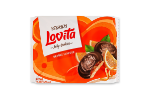 Печенье сдобное с желейной начинкой Апельсин Jelly Cookies Lovita Roshen м/у 420г
