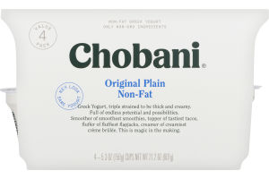 Chobani Greek Yogurt Plain Non-Fat - 4 PK