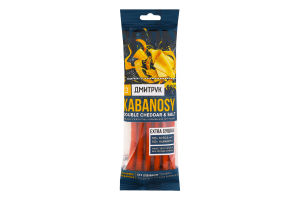 Снеки з м'яса птиці з додаванням сиру Чеддер Double Cheddar&Salt Kabanosy Дмитрук в/к м/у 80г