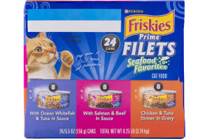 Purina Friskies Prime Filets Seafood Favorites Cat Food Variety Pack - 24 CT