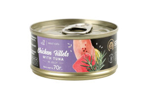 Корм д/дорослих котів Куряче філе з тунцем в желе 70г ж/б Savory