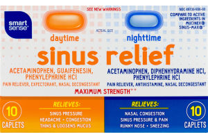 Smart Sense Sinus Relief Daytime/Nighttime Caplets - 10 CT