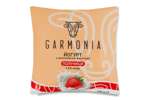 Йогурт 1.6% с наполнителем фруктовым Клубника Garmonia м/у 400г