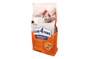 Корм сухой для взрослых котов c курицей Indoor 4 in 1 Premium Club 4 Paws м/у 2кг