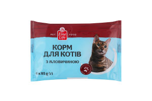 Корм консервированный полнорационный для взрослых котов с говядиной Fine Life м/у 4х85г