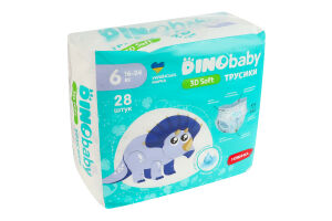 Трусики-підгузники для дітей 16-24кг 6 3D Soft Dinobaby 28шт