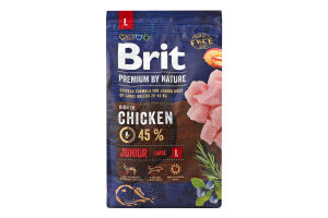 Корм сухой для молодых собак крупных пород Chicken Junior Premium by Nature Brit м/у 3кг