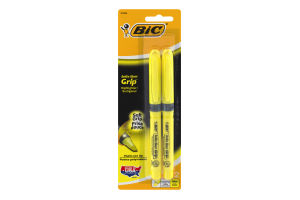 BiC Brite Liner Grip Highlighter Chisel Tip Yellow - 2 CT