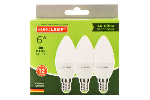 Лампа LED CL 6W E14 4000K 3шт Eurolamp