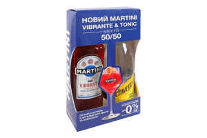Набір Напій безалкогольний 0.75л 0.5% Vibrante Martini + напій безалкогольний Indian Tonic Schweppes 0.75л к/у