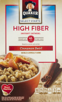 Quaker High Fiber Instant Oatmeal Cinnamon Swirl - 8 CT