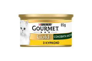 Корм консервированный полнорационный для взрослых котов с курицей Сочное наслаждение Gold Gourmet ж/б 85г