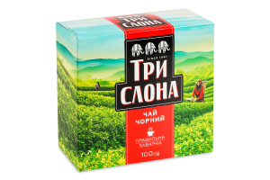Чай чорний байховий листовий Три слона в/с к/у 100г