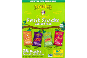 Annie's Organic Fruit Snacks Bunny Fruit Snacks Variety Packs - 24 PK