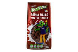 Сніданки сухі глазуровані цукровою глазур'ю Mega кульки з какао Mr. Croco м/у 200г