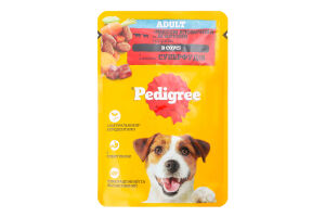 Корм консервований повнораціонний для дорослих собак З яловичиною та ягням в соусі Pedigree д/п 100г