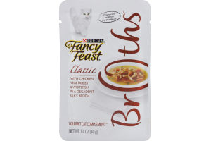 Purina Fancy Feast Broths Classic with Chicken, Vegetables & Whitefish Gourmet Cat Complement