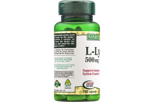 Nature's Bounty L-Lysine 500mg Tablets - 100 CT