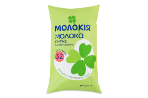 Молоко 3.2% коровье пастеризованное Молокія м/у 900г