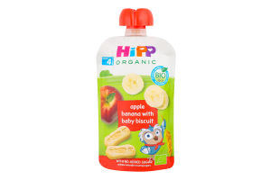 Пюре фруктовое для детей от 4мес Яблоко-банан с детским печеньем Hippis Organic Hipp д/п 100г