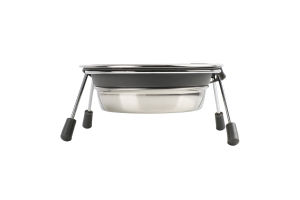 Миска д/собак 2*450мл метал подвійна з шумопоглинаючими кільцями на металевій підставці Тріксі