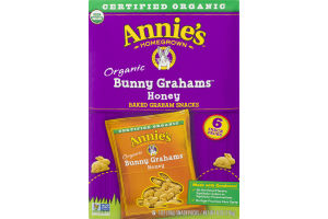 Annie's Homegrown Organic Bunny Grahams Honey Baked Honey Graham Snacks - 6 CT