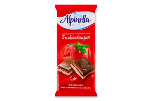 Шоколад молочний з начинкою зі смаком полуниці Alpinella м/у 100г