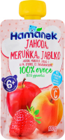 Пюре для дітей від 6міс гомогенізоване з яблук, полуниць та абрикосів з вітаміном С Hamanek д/п 100г
