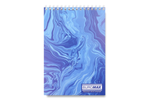 Блокнот Marble А5 клітинка синій пружина зверху картонна обкладинка 48аркушів Buromax