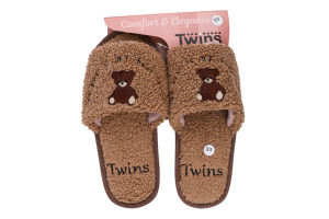 Капці відкриті домашні жіночі з вишивкою Twins Home Style Bear №16267 36-40