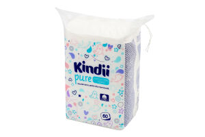 Диски ватні дитячі Пур квадратні 60шт Кіндіі