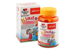 Комплекс мультивітаміний Kinder з смаком малини та апельсину 60пастилок жувальних Doppelherz Aktiv