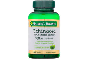 Nature's Bounty Echinacea & Goldenseal Root 450mg Herbal Supplement Capsules - 100 CT