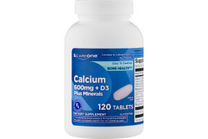 CareOne Calcium 600mg + D3 Plus Minerals Tablets - 120 CT
