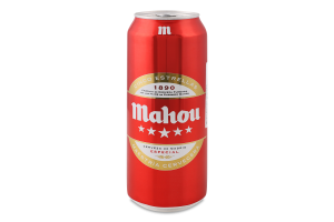 Пиво 500мл 5.5% світле фільтроване пастеризоване 5 estrellas Mahou з/б