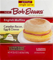 Bob Evans English Muffins Canadian Bacon, Egg & Cheese - 6 CT