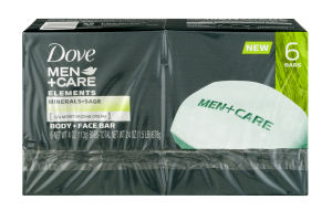 Dove Men + Care Elements Body + Face Bar Minerals + Sage - 6 CT