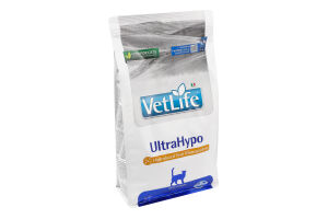 Корм сухой натуральный рацион для котов UltraHypo Vet Life Farmina м/у 2кг