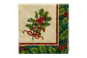 Smart Living Holiday Napkins Boughs Of Holly - 16 CT