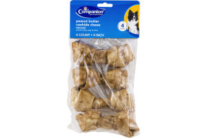 Companion Peanut Butter Rawhide Chews For Dogs 4 Inch - 4 CT