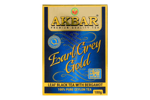 Чай чорний цейлонський листовий з бергамотом Earl Grey Gold Akbar букет к/у 100г