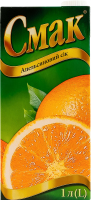 Сок восстановленный неосветленный стерилизованный апельсиновый Смак т/п 1л