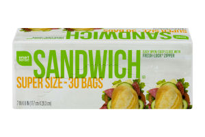 Smart Sense Sandwich Bags Super Size - 30 CT