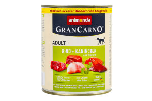 Корм д/собак з яловичиною кроликом та травами 800г ж/б ГранКарно