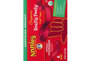 Annie's Homegrown Organic Really Peely Fruit Tape Swirly Strawberry - 6 CT