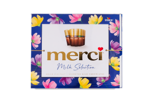 Цукерки 4 сорти молочного шоколаду Merci 250г