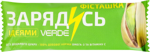 Батончик з омега-3, фісташками та білим шоколадом з підсолоджувачами Зарядись ідеями Verde м/у 30г